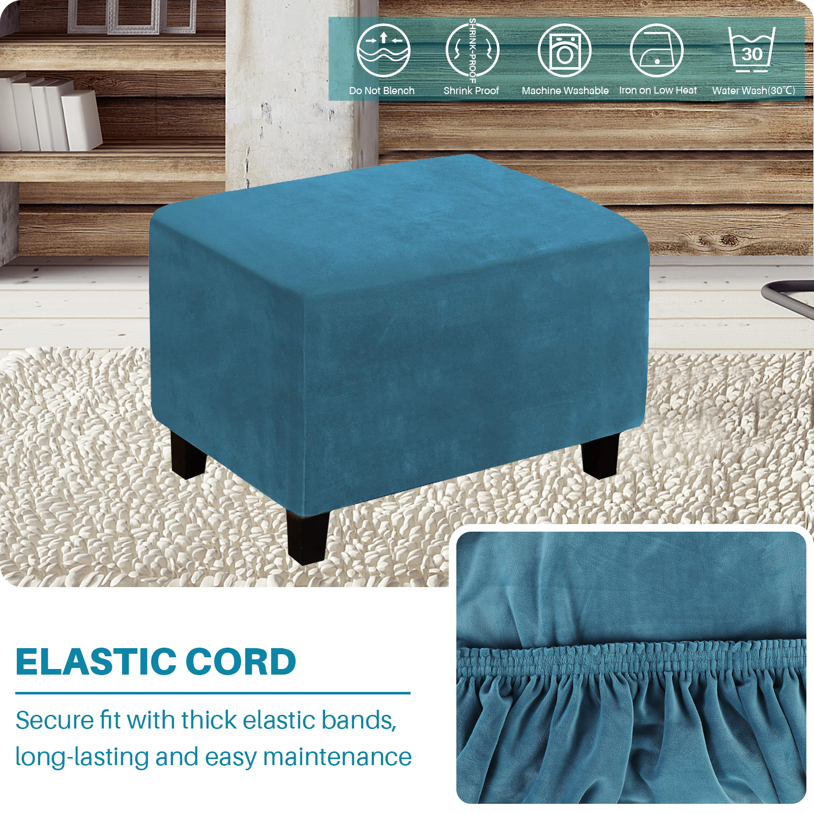 Elastische Fußhocker Abdeckung Stretchhocker Ottoman Sofa Aufbewahrung Slipper Schutz - Bild 26 von 76