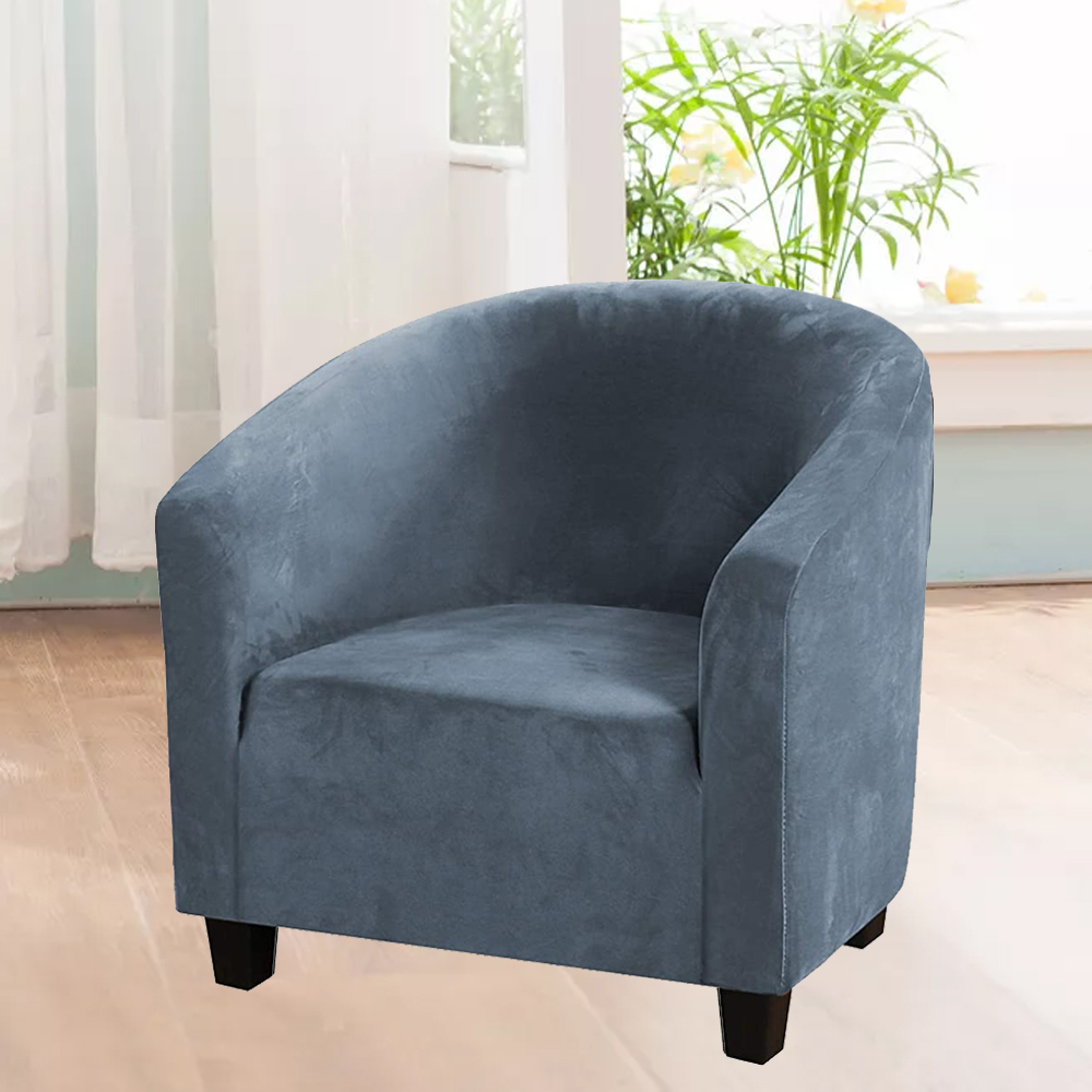 Stretch Velvet Club Chair Covers Bar Living Room Tub Armchair Slipcover US - Picture 14 of 53
