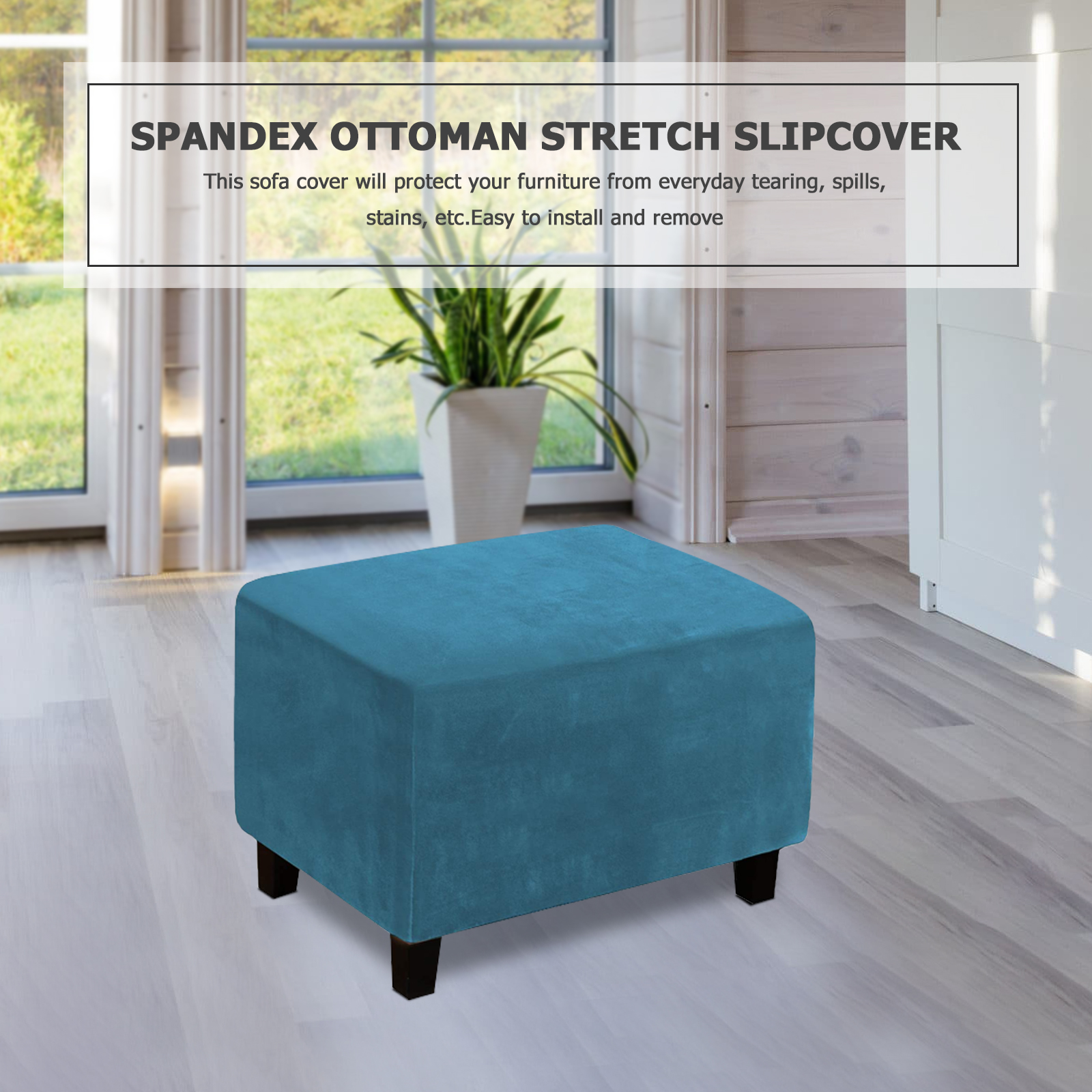 Elastische Fußhocker Abdeckung Stretchhocker Ottoman Sofa Aufbewahrung Slipper Schutz - Bild 27 von 76