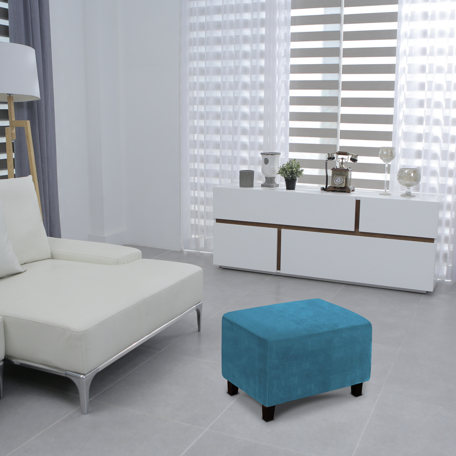 Elastische Fußhocker Abdeckung Stretchhocker Ottoman Sofa Aufbewahrung Slipper Schutz - Bild 32 von 76