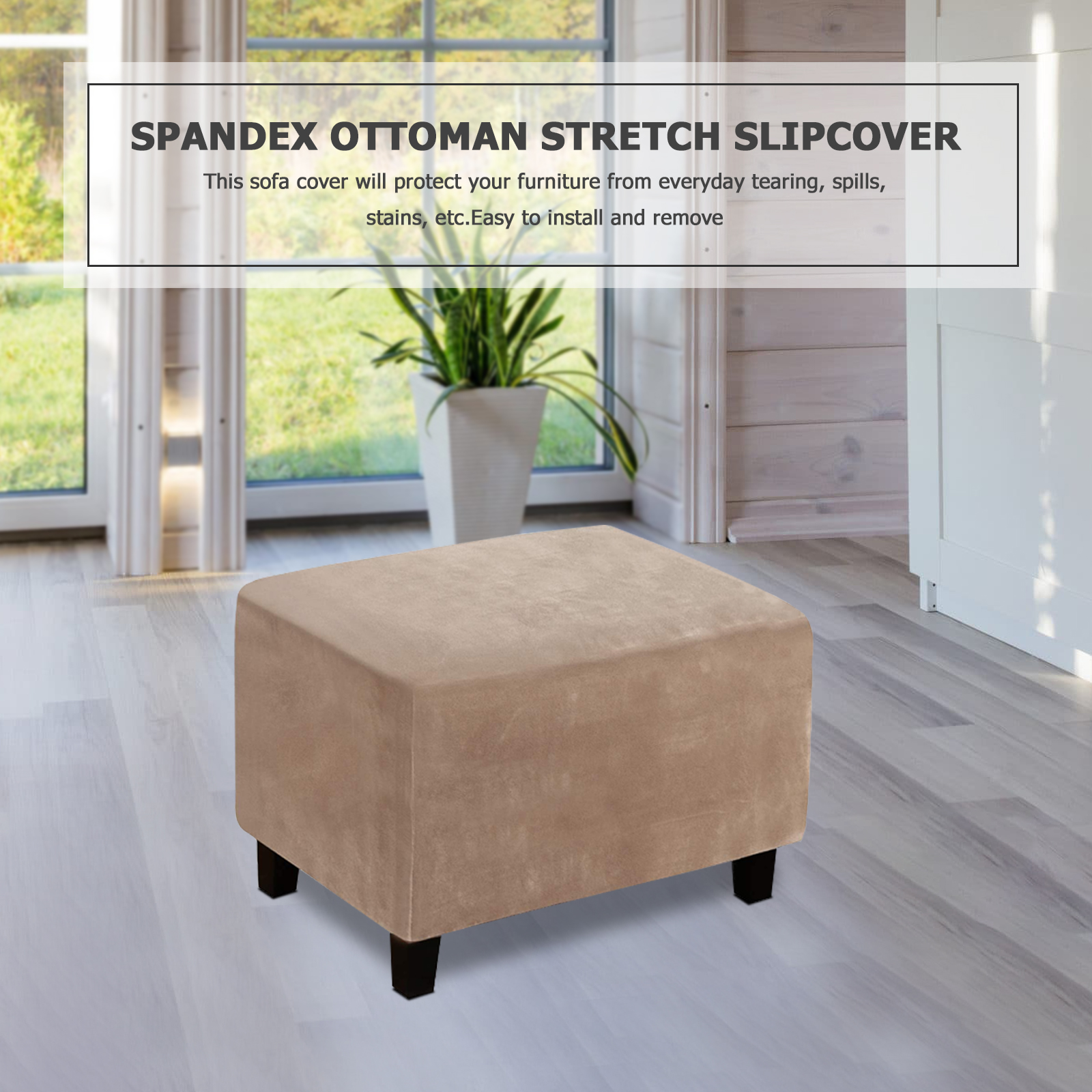 Elastische Fußhocker Abdeckung Stretchhocker Ottoman Sofa Aufbewahrung Slipper Schutz - Bild 13 von 76