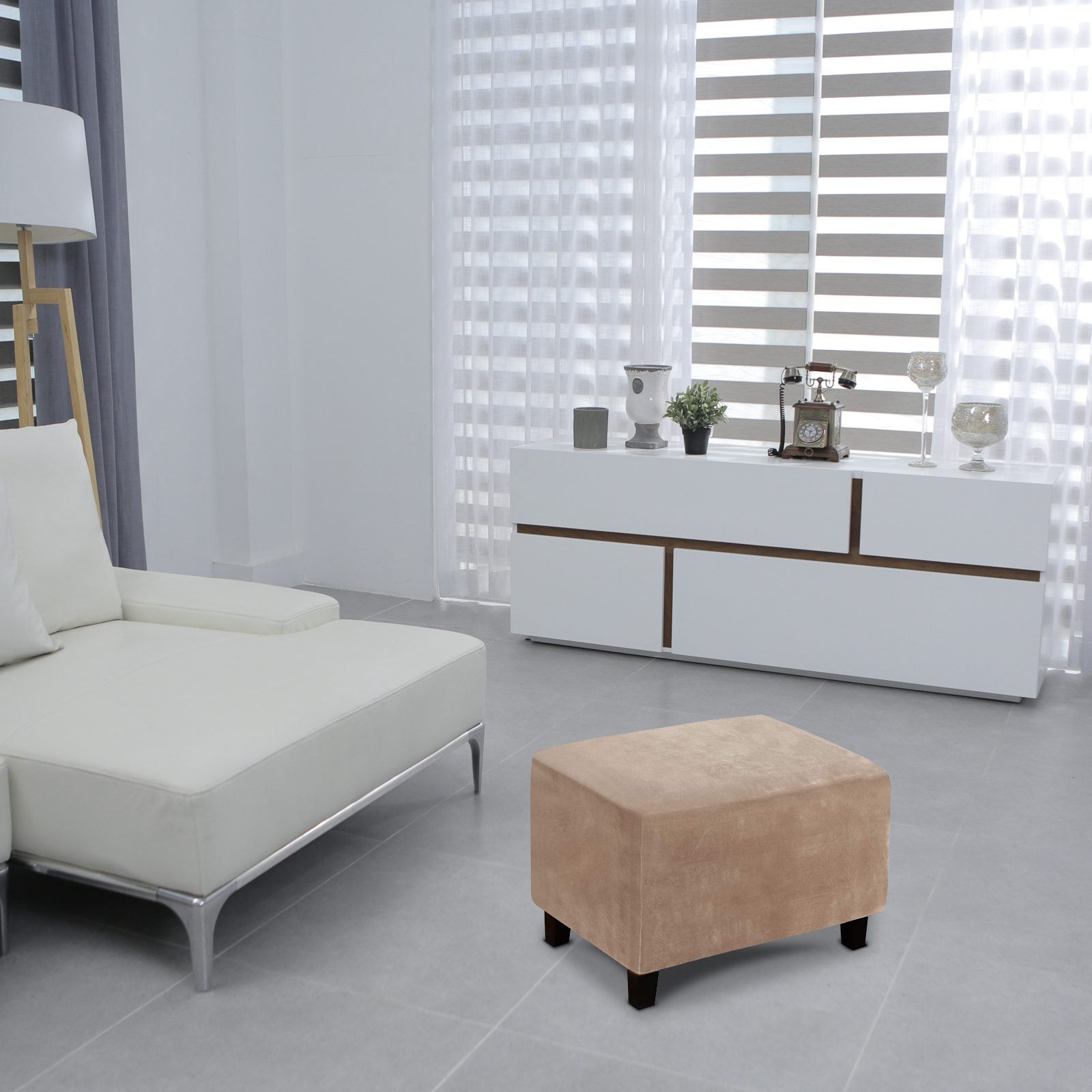 Elastische Fußhocker Abdeckung Stretchhocker Ottoman Sofa Aufbewahrung Slipper Schutz - Bild 14 von 76
