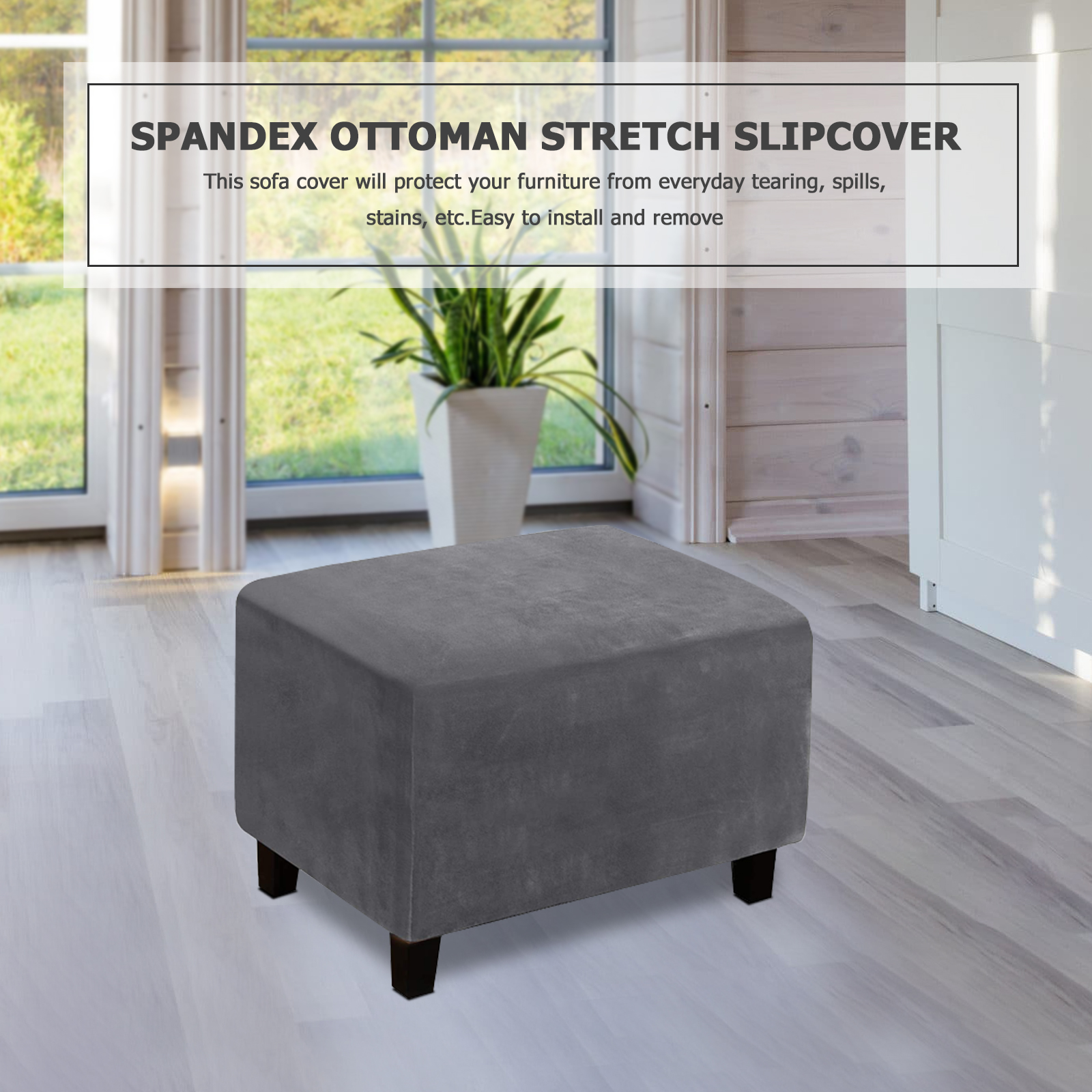 Elastische Fußhocker Abdeckung Stretchhocker Ottoman Sofa Aufbewahrung Slipper Schutz - Bild 17 von 76