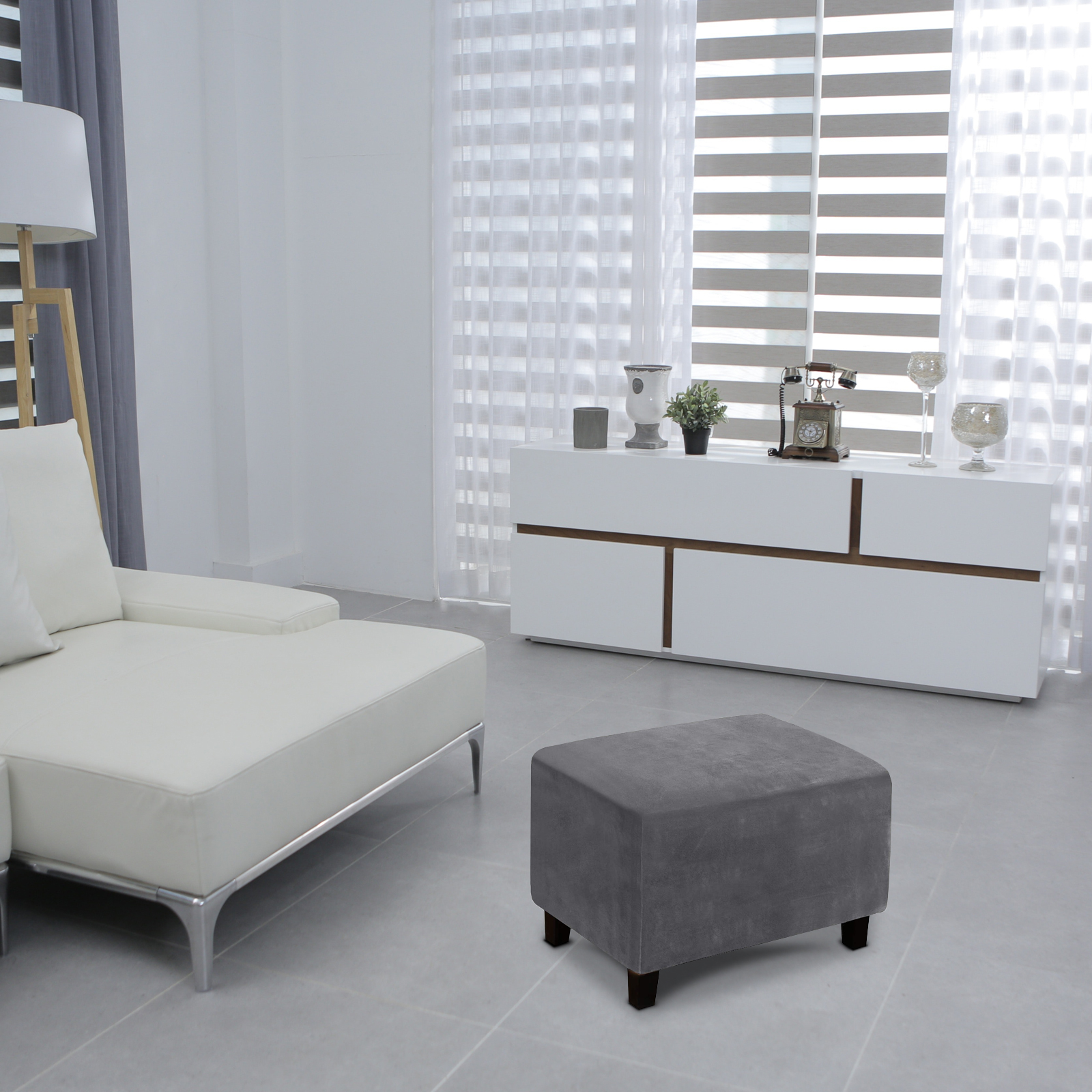 Elastische Fußhocker Abdeckung Stretchhocker Ottoman Sofa Aufbewahrung Slipper Schutz - Bild 20 von 76