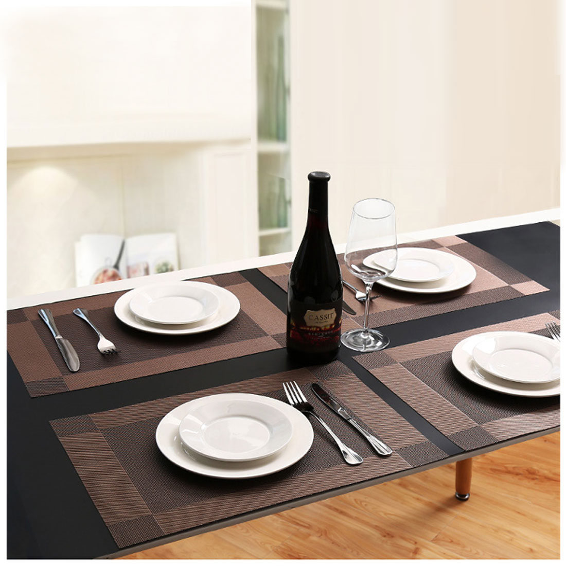 Dining Table Placemats Set of 6 Washable Weave Kitchen Place Mats ...