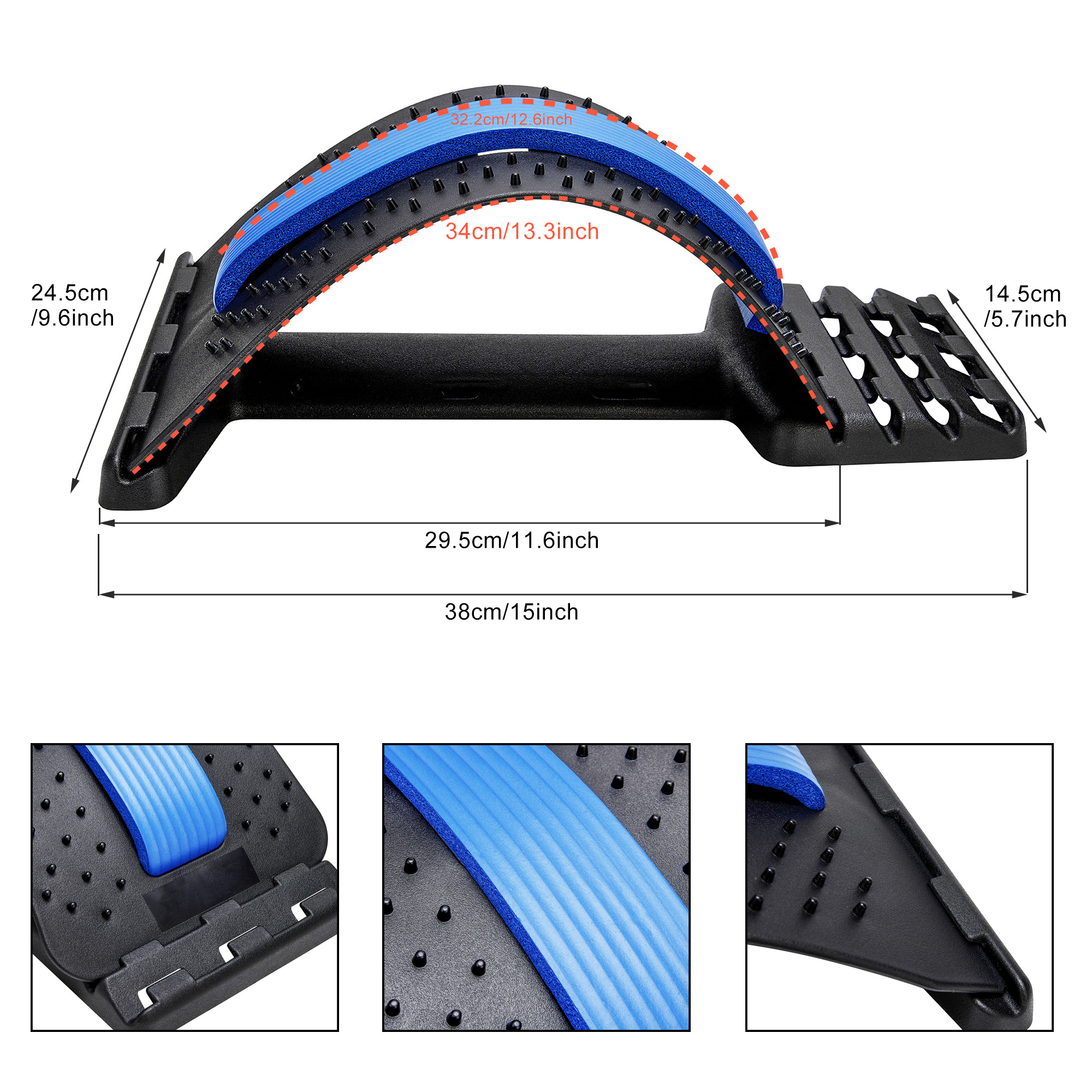 Back Stretcher Spine Upper Lower Back Pain Relief Cracker Device Lumbar  Massager