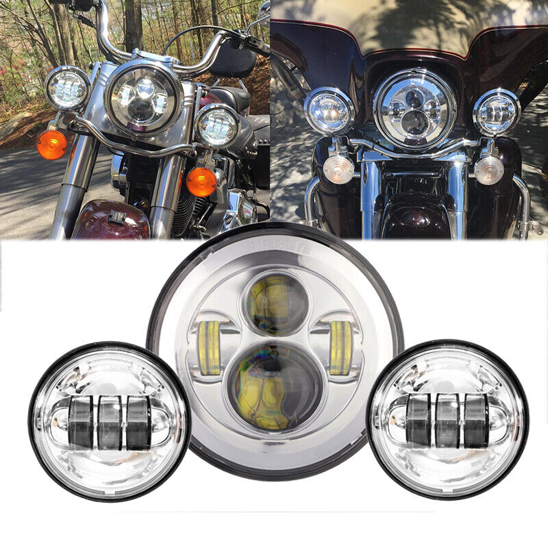 BraveWAY Phare LED Moto 7 Pouces E-Mark Hi Lo Beam DRL Clignotant Ambre – Compatible Harley Touring Road King
