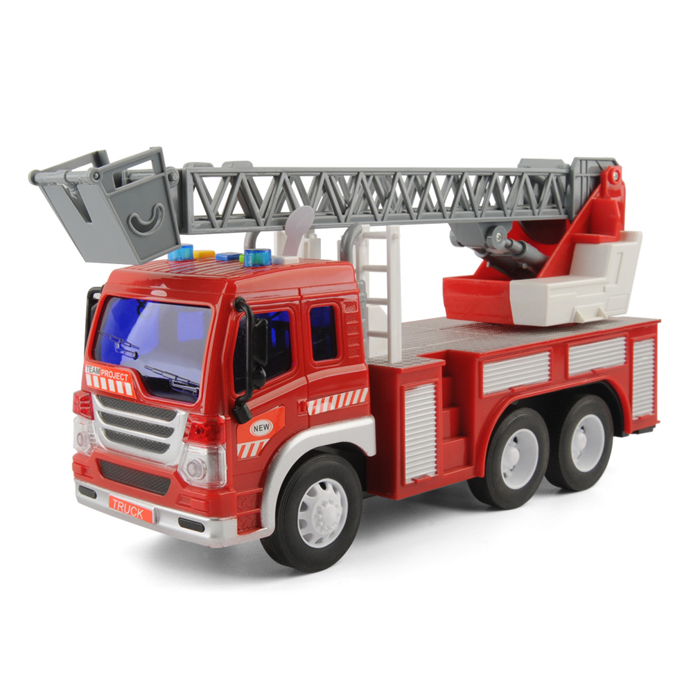 1:16 2Pcs Fire Fighting Truck Firetruck Toys Extensible Ladder Sound ...