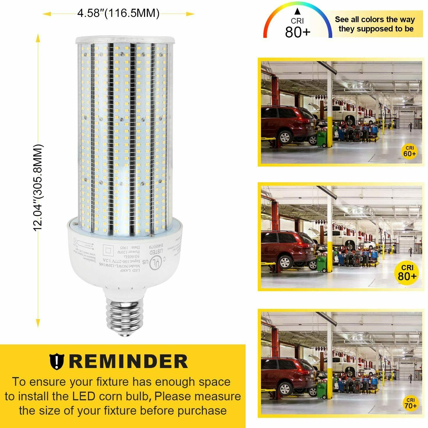 thumbnail image 2 of 250W LED Corn Light Bulb, E39 Mogul Base LED Bulbs, 5000K Daylight... 2 of 9