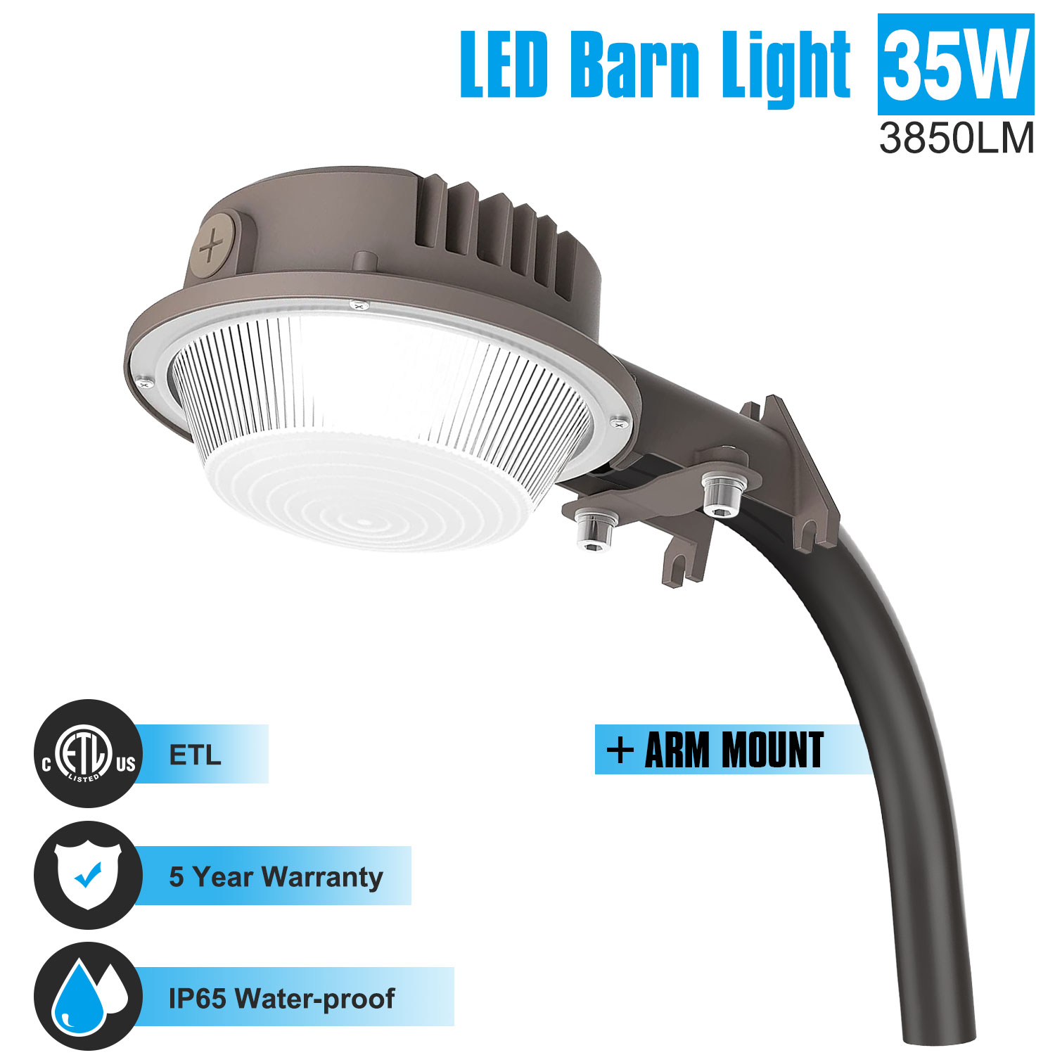 Details about   35W LED Barn Yard Street Lighting Dusk To Dawn Outdoor Floodlight Wall Mounted 