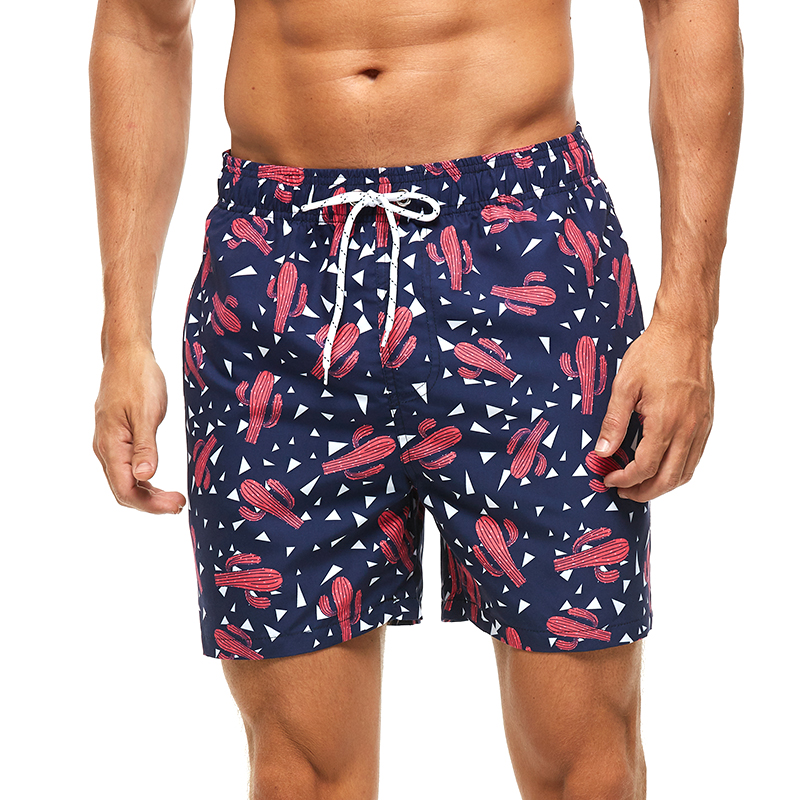 Red and Green Christmas Classic Summer Swim Trunks Surf Board Shorts Beach Shorts with Pockets for Men 