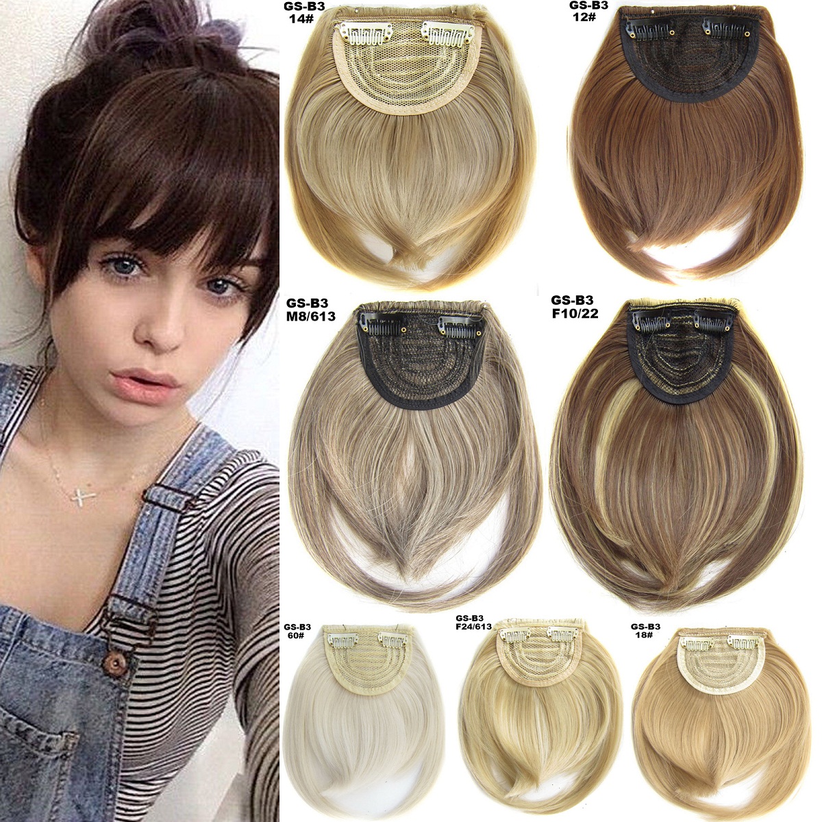 2pcs Side Bangs Clip On Neat Bang Fringes Clip In Hair Extensions