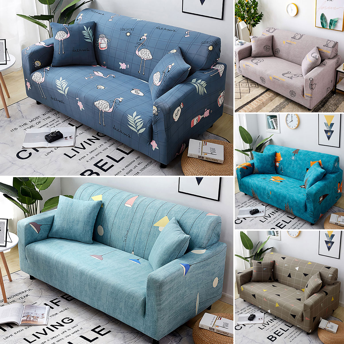 1 2 3 4 Sofa Covers Couch Slipcover Stretch Elastic Fabric Settee