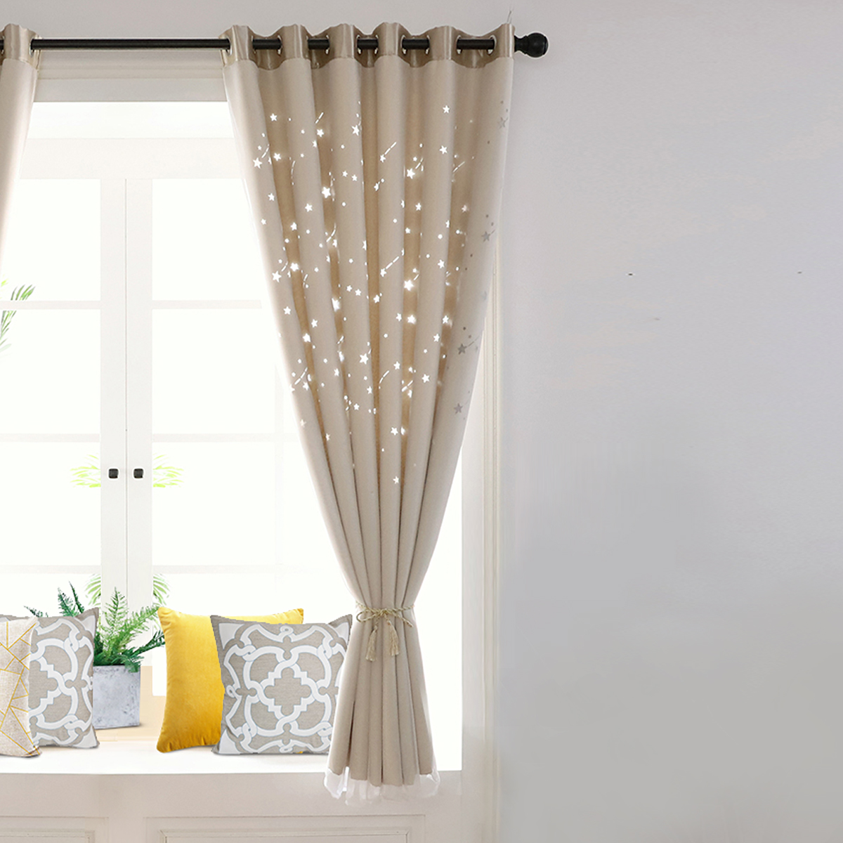 USA Star Blackout Curtains & Mesh Eyelet Ring Top Curtain ...