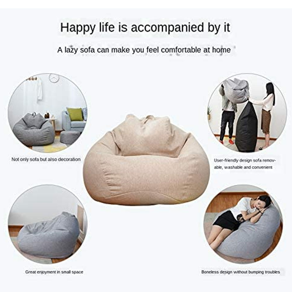 No Filler Household Lounger Bean Storage Bag Lazy Sofa Chairs Puff Couch  Cover