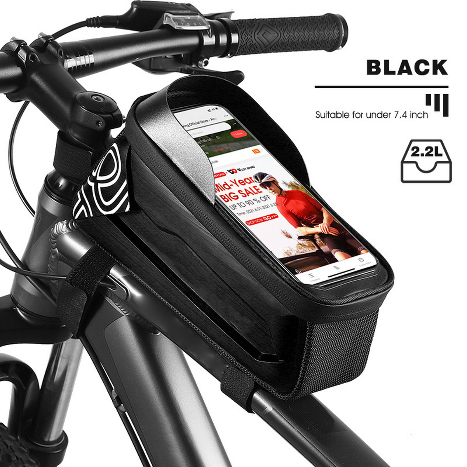 Waterproof Bicycle Bike Hard Shell Front Tube Bag Case Cycling Pack Pouch Black 