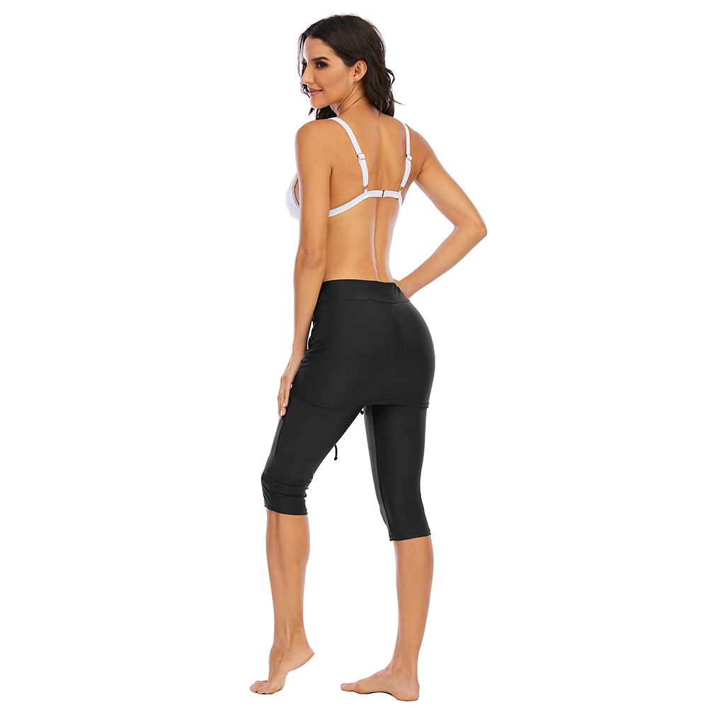 Women's Skirted Swim Capris Layered Swimming Skirt Leggings Swimwear