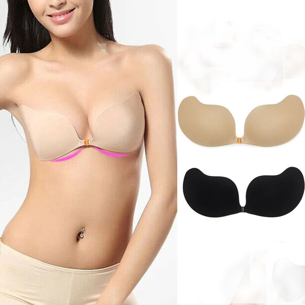 New Women Push Up Sticky Strapless Backless Silicone Self Adhesive  Invisible Bra