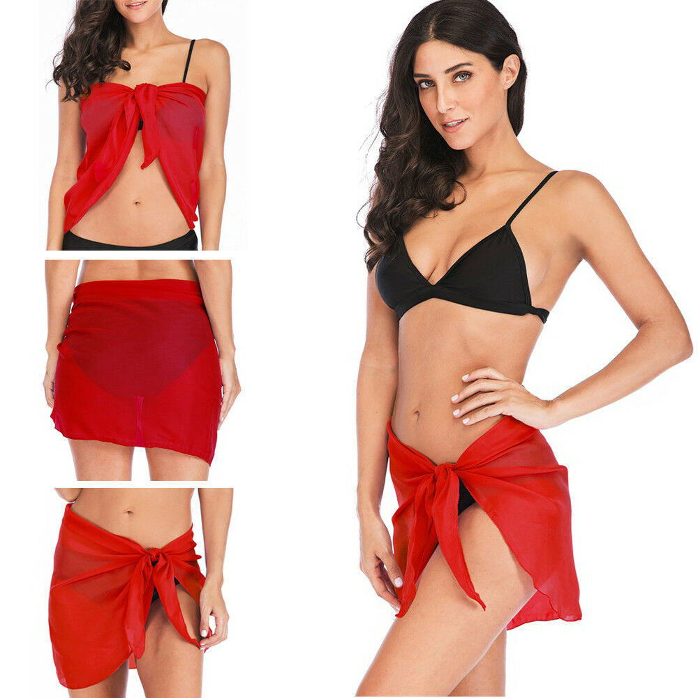 Chiffon Bikini Cover Up Swimwear Beach Scarf Pareo Sarongs Wrap Skirt Summer US - Picture 13 of 18