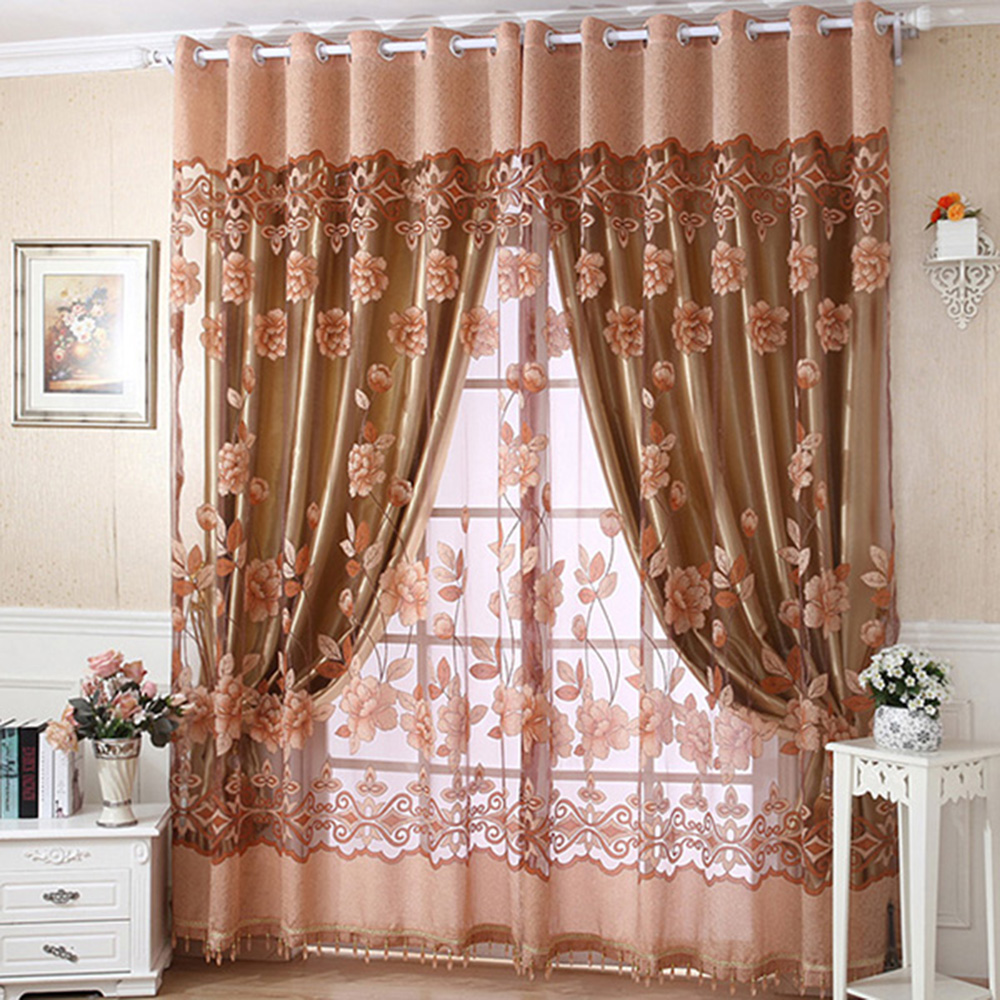 Modern Floral Tulle Voile Door-Window Curtain Drape Panel Sheer Scarf Valance 