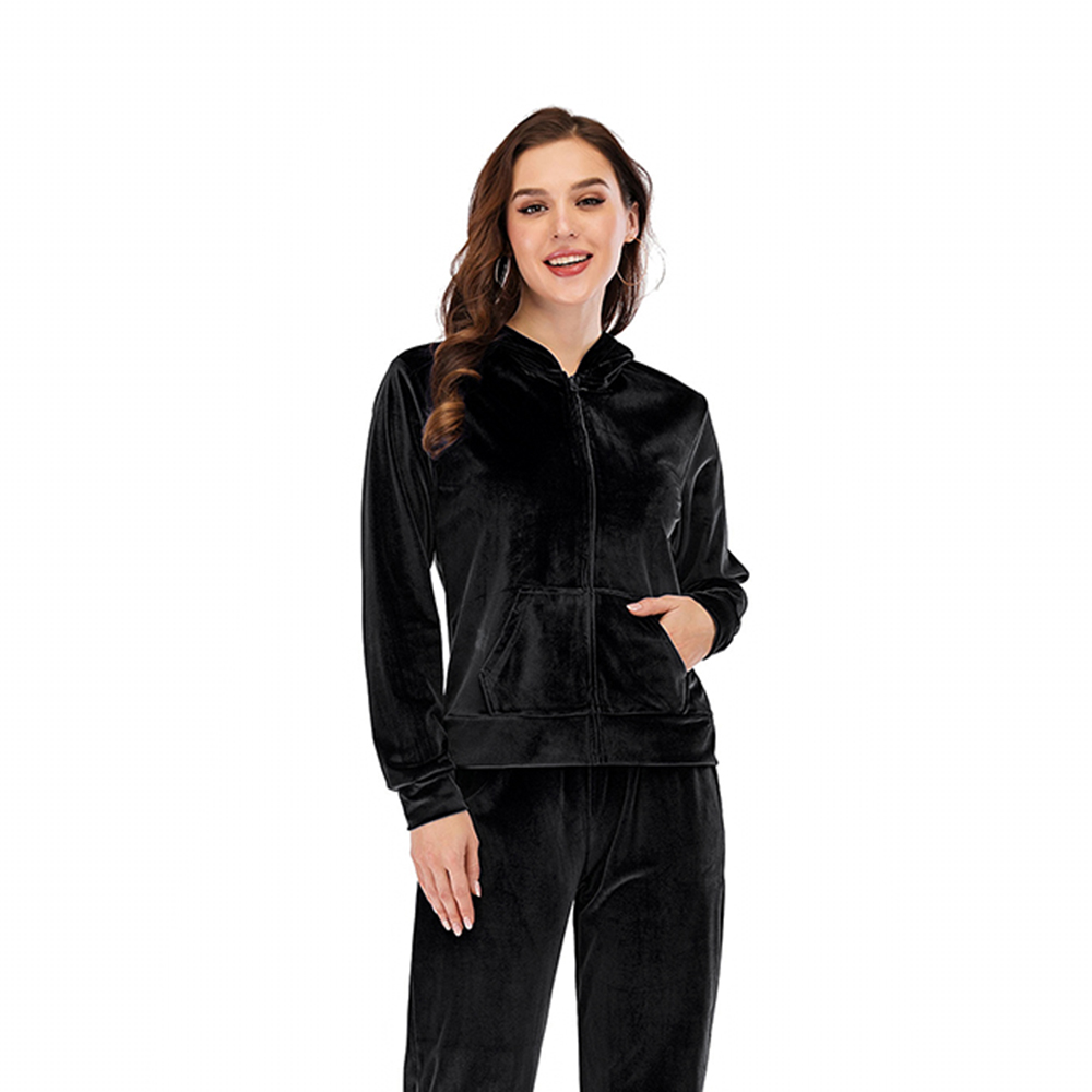 2Pcs/set Women Tracksuits Velvet Zipper Coat Pants Trouser Leisure Activewear US - Picture 18 of 26