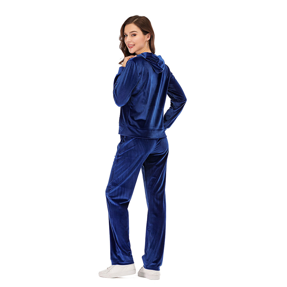 2Pcs/set Women Tracksuits Velvet Zipper Coat Pants Trouser Leisure Activewear US - Picture 20 of 26