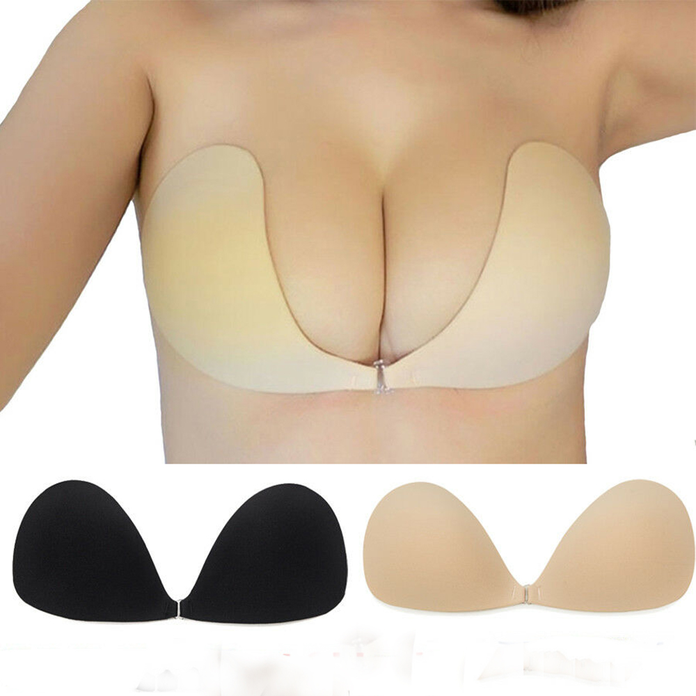 Women Invisible Bra Silicone Gel Strapless Backless Adhesive Stick On Push  Up US 