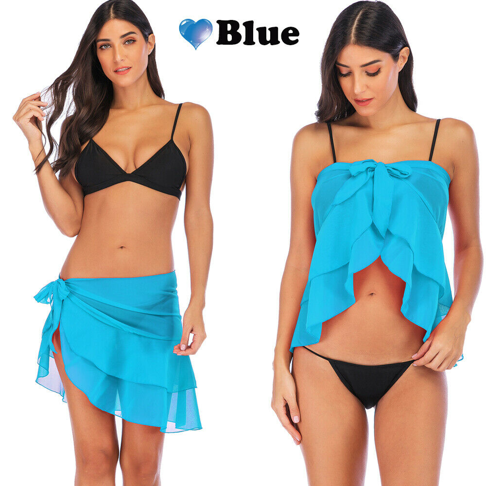 Lady Beach Wrap Sarong Cover Up Chiffon Swimsuit Wrap Skirts Mini Sarong  Bikini@