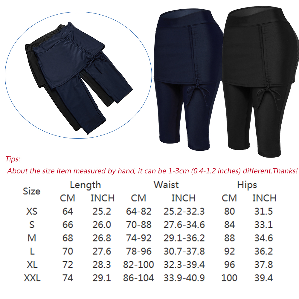 Women Rash Guard Capris Long Swim Shorts Bottom Knee Length Elastic Swimwear USA