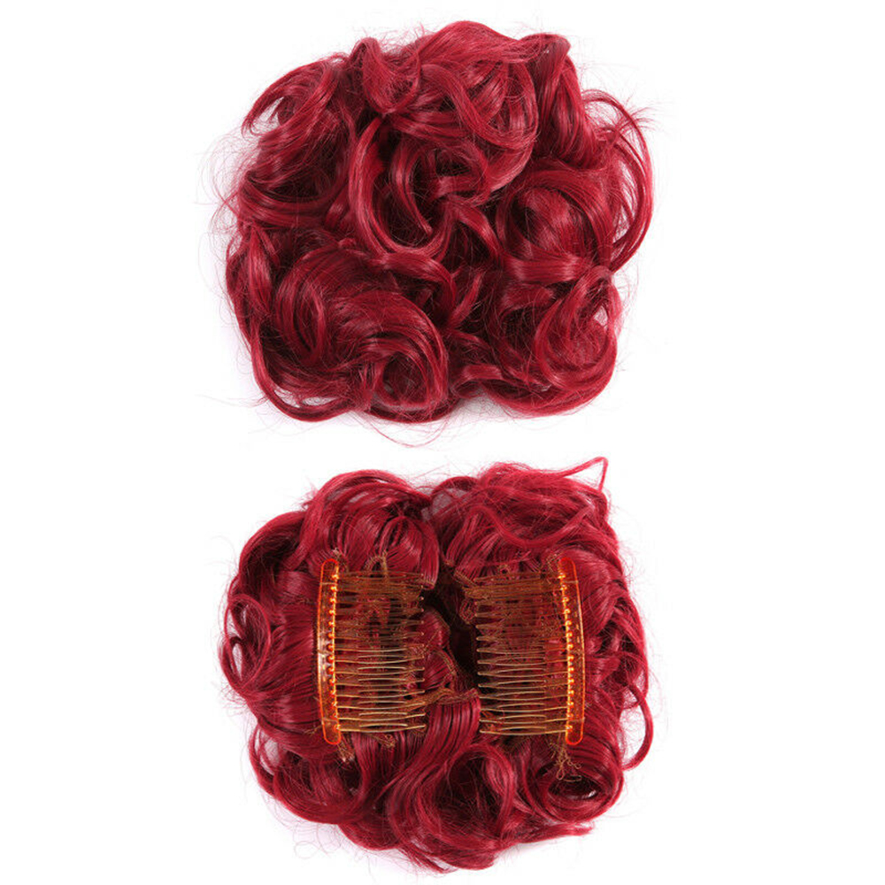 Curly Hair Scrunchie Bun Drawstring Ponytail Hair Extension Chignon Comb Clip US - Picture 24 of 38