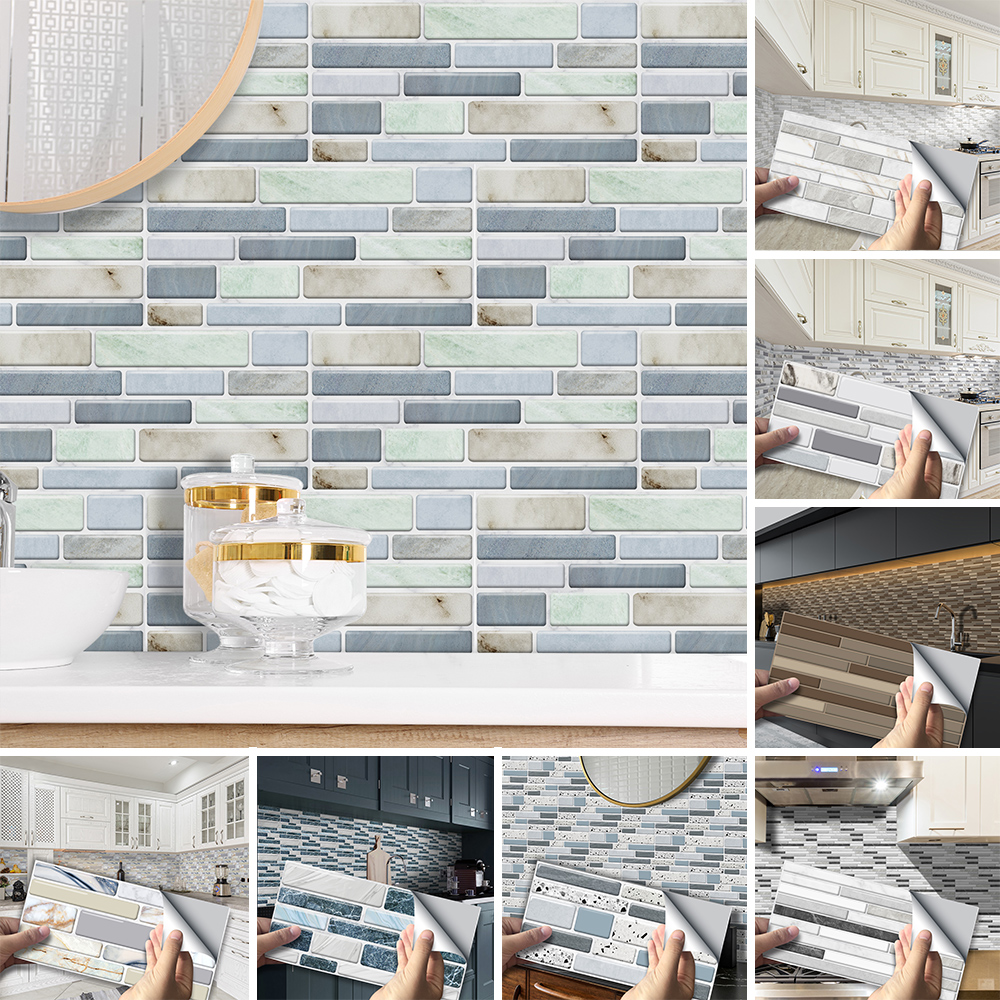 Mosaic Kitchen Tile Stickers Bathroom Self-adhesive Wall Dec