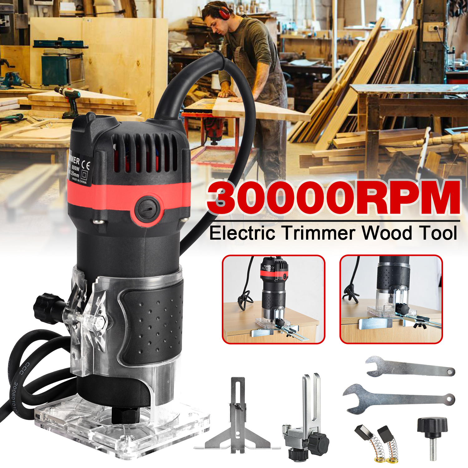 Electric Hand Trimmer Wood Laminator 800W Laminate Router Joiner