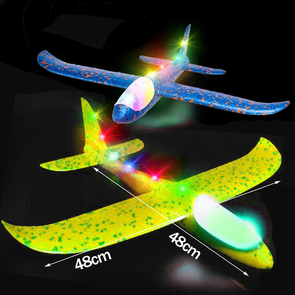 Airplane Model Children Toy Foam Glider Manual Launch Throw Plane LED