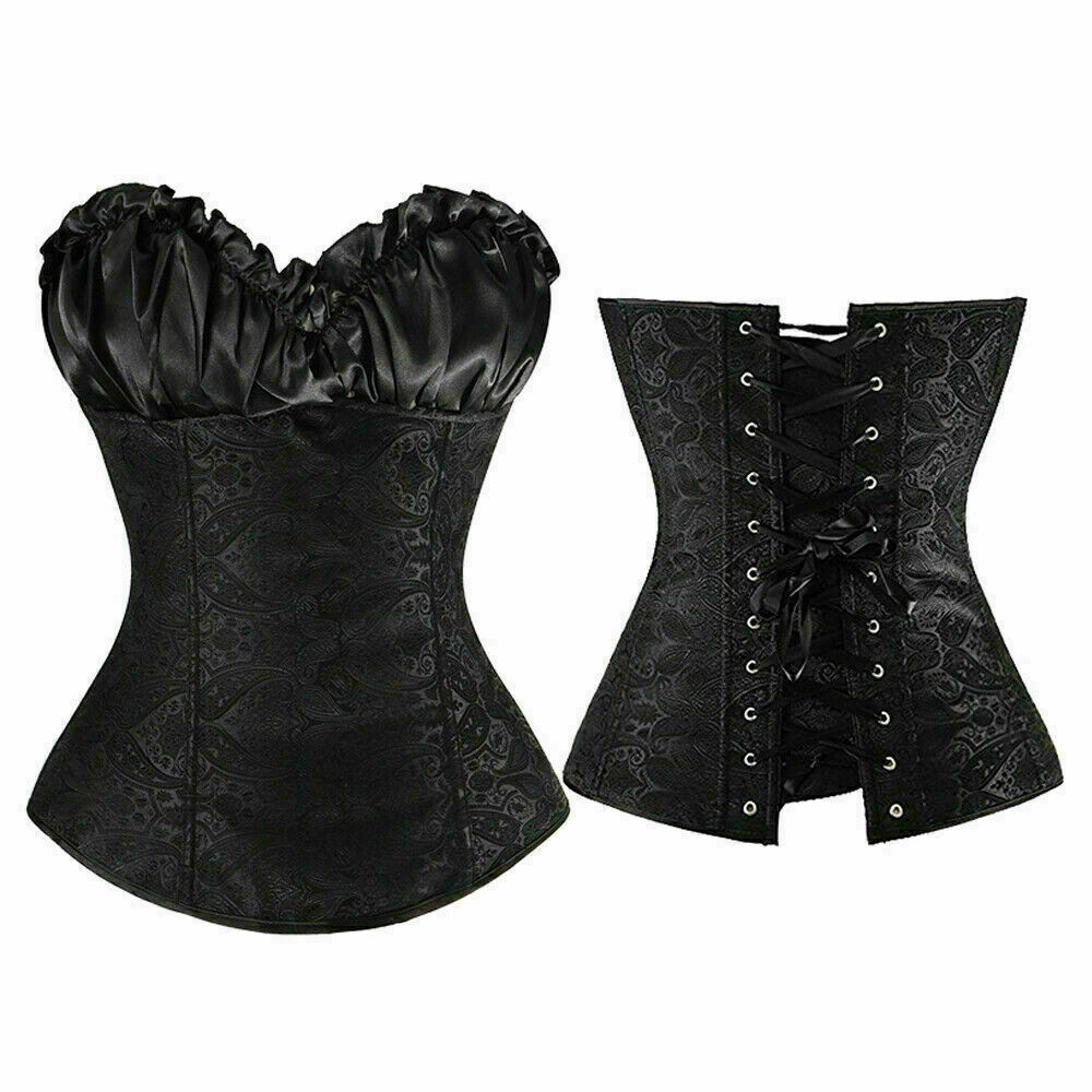 Women Black Sexy Corset Shapewear Gothic Busiter Slim Control Corselet Plus  Size