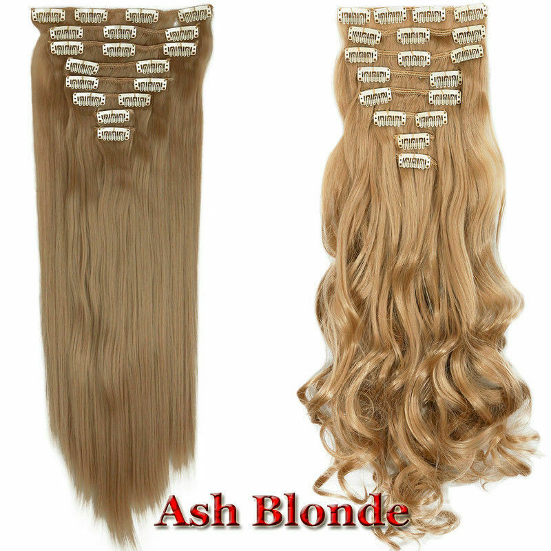 Mega Thick Natural Clip in Hair Extensions 8 Pieces Women Many Colour  Blonde USA
