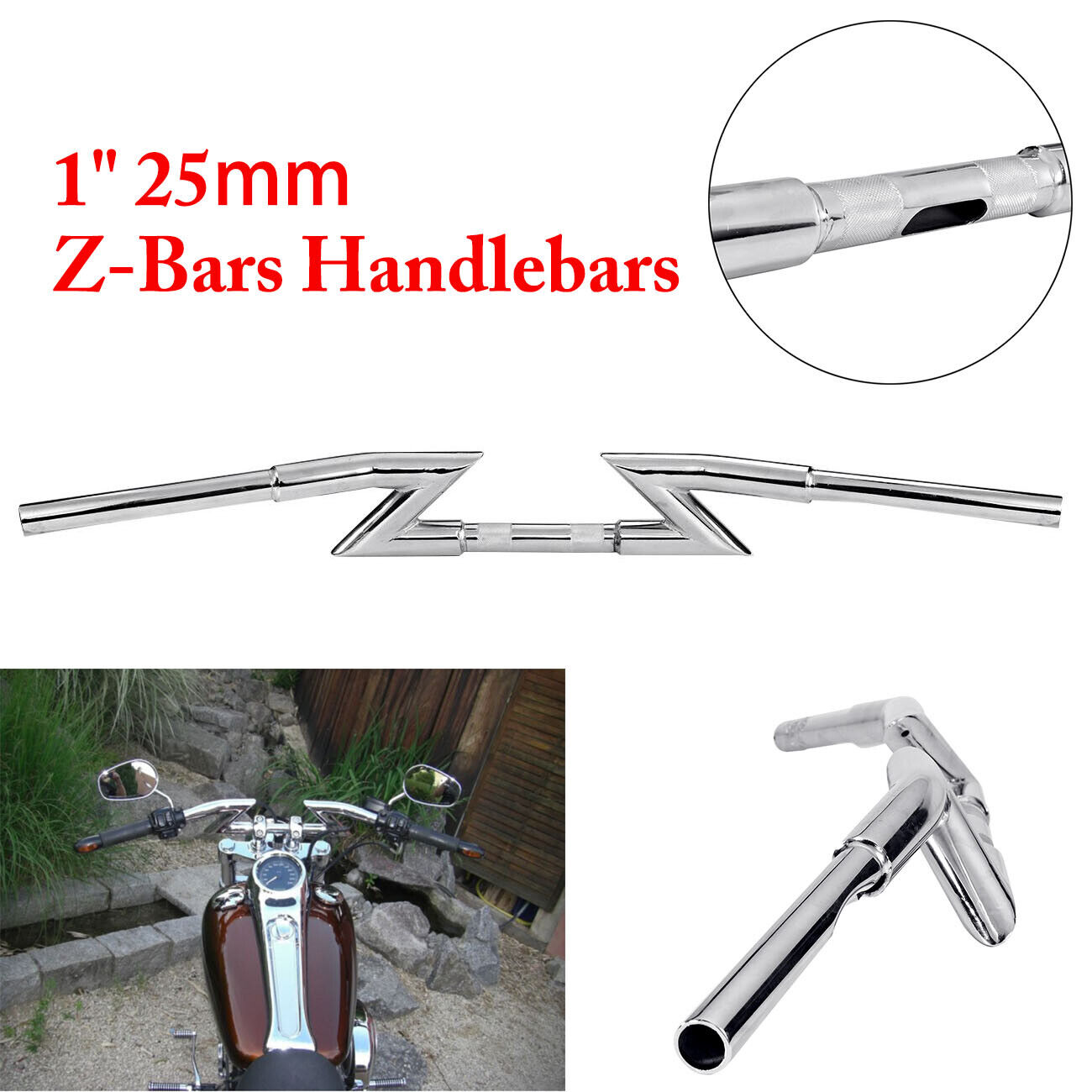 1" Inch Chrome Crazy Z Bars Handlebars for Harley Springer Chopper
