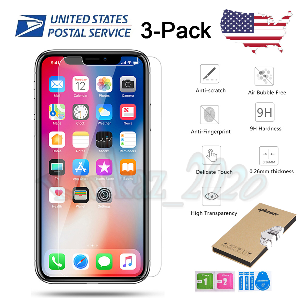 3 Pack For Iphone Xs Max 11 Pro 8 7 6s Plus X Xr Tempered Glass Screen Protector Ebay