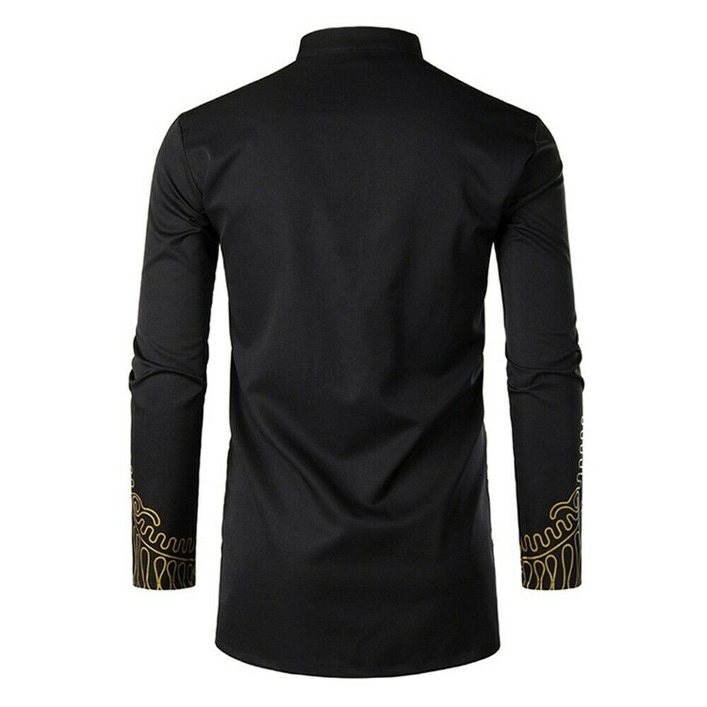 Men’s Dashiki African Clothing Traditional Printed Luxury Long Henley Shirt Men’s Dashiki African Clothing Traditional Printed Luxury Long Henley Shirt