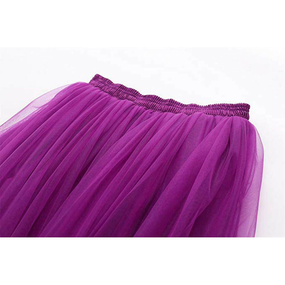 Women Tulle Skirt Long Mesh Layered Tutu Skirt Belt High Waist Party 2471