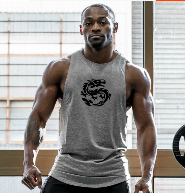 Male Sleeveless Muscle Sports Training Bodybuilding  Fitness I-shirt Vest