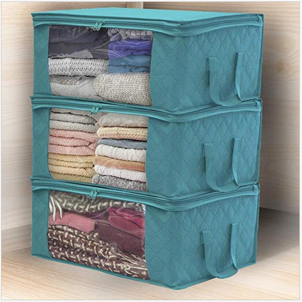 Clothes Quilt Blanket Bamboo Storage Bag Charcoal