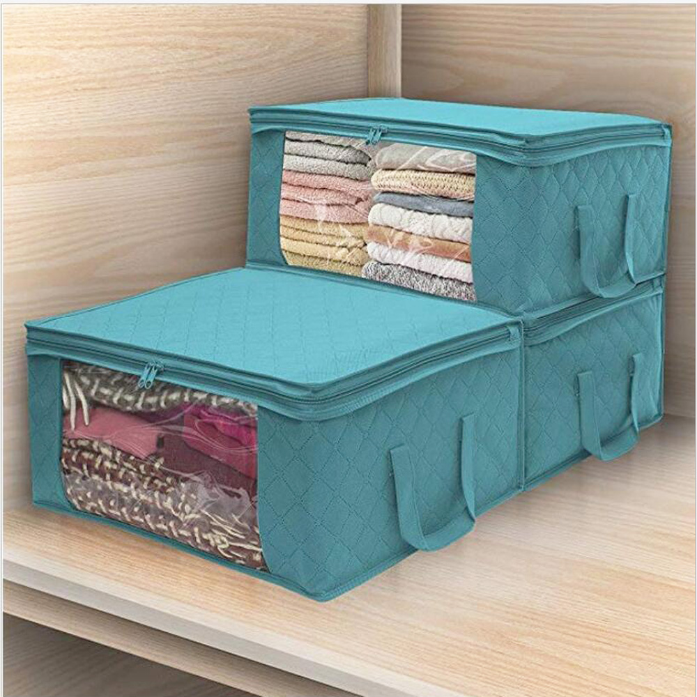 Clothes Quilt Blanket Bamboo Storage Bag Charcoal