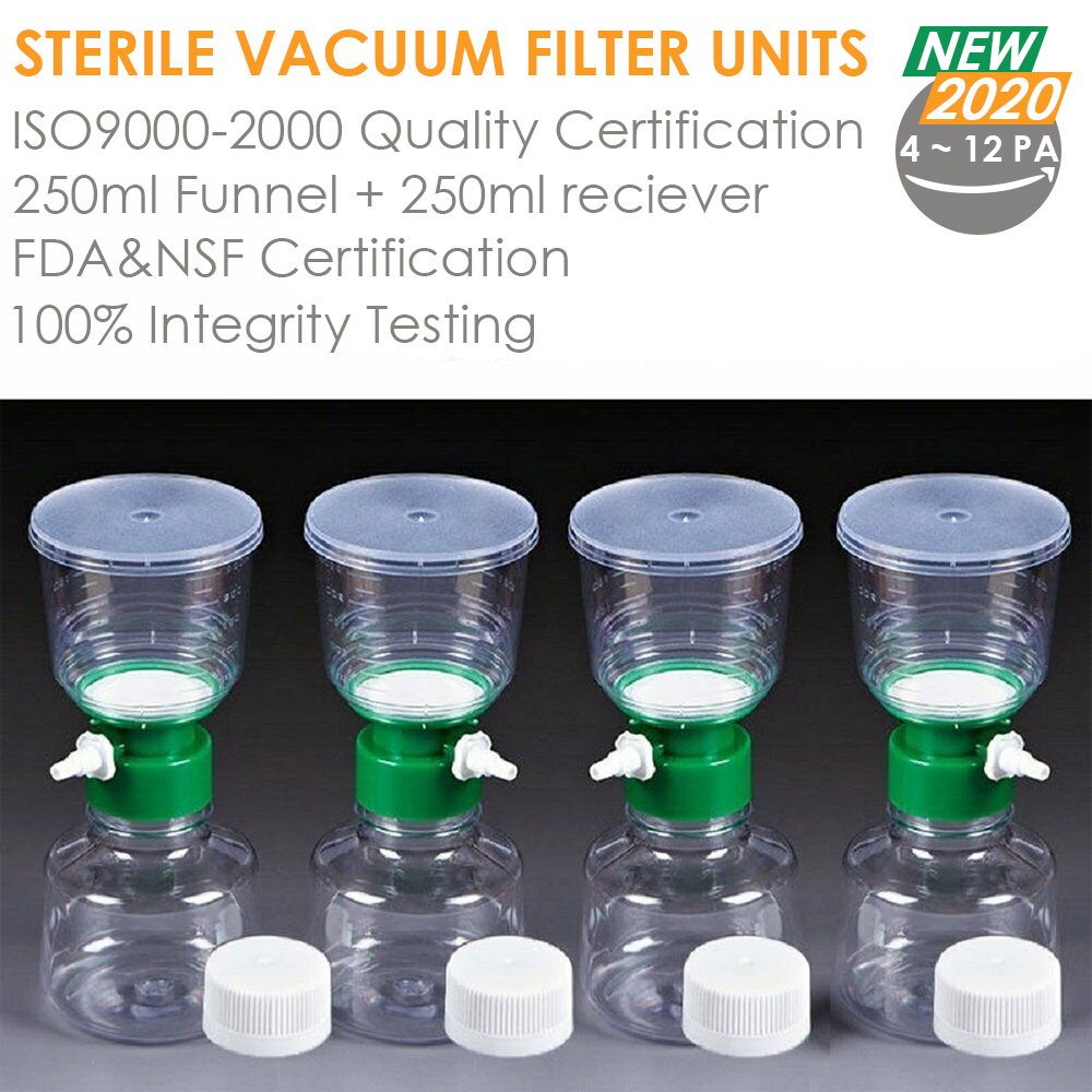 250ml Sterile Vacuum Filter Bottle Top Filter Units 250ml 0.22μm PES 4