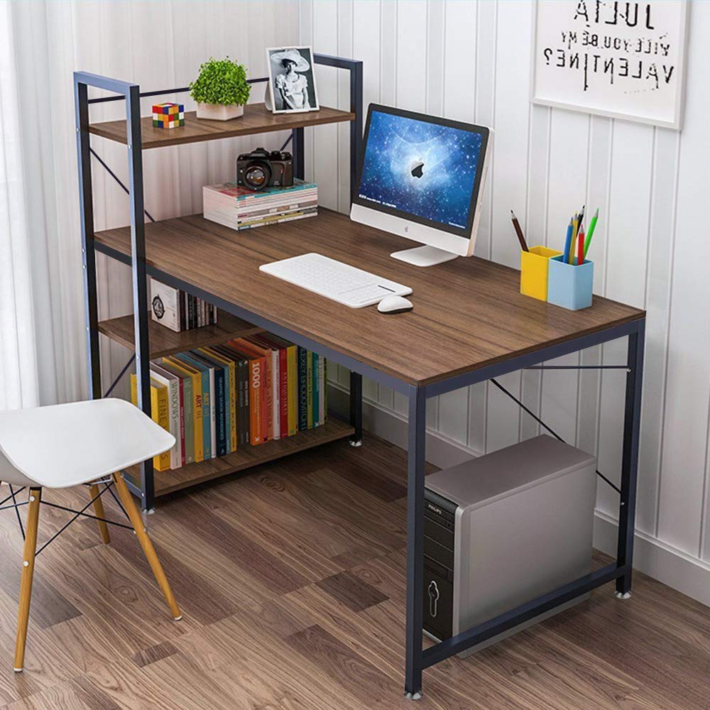 Wooden Corner Computer Desk Home Office Pc Laptop Table H Shaped