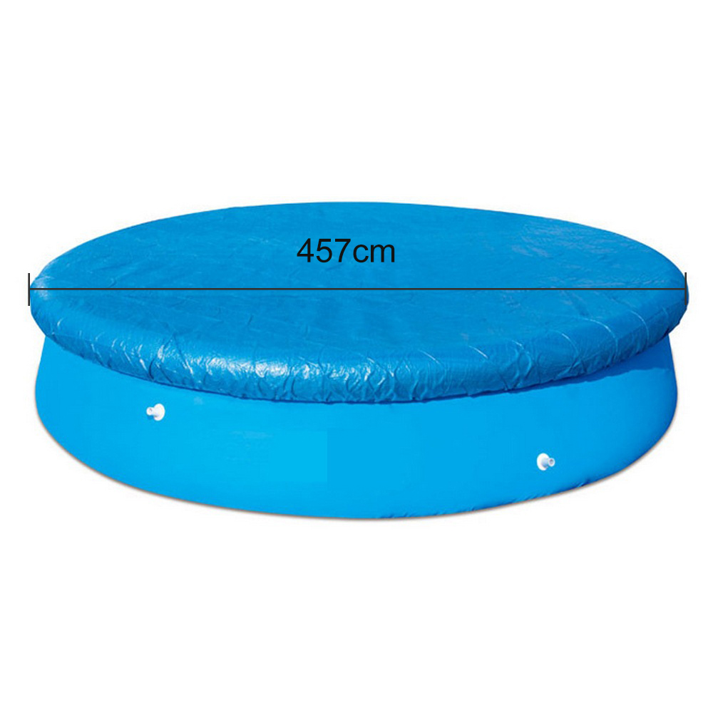 Round Above Ground Swimming Pool Cover PE Tarp Inflatable Easy Fast Set Rope