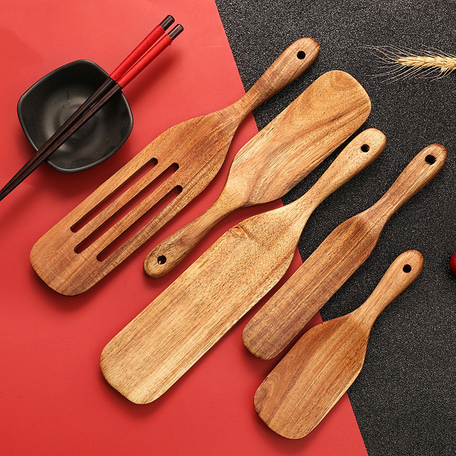 teak spurtle set