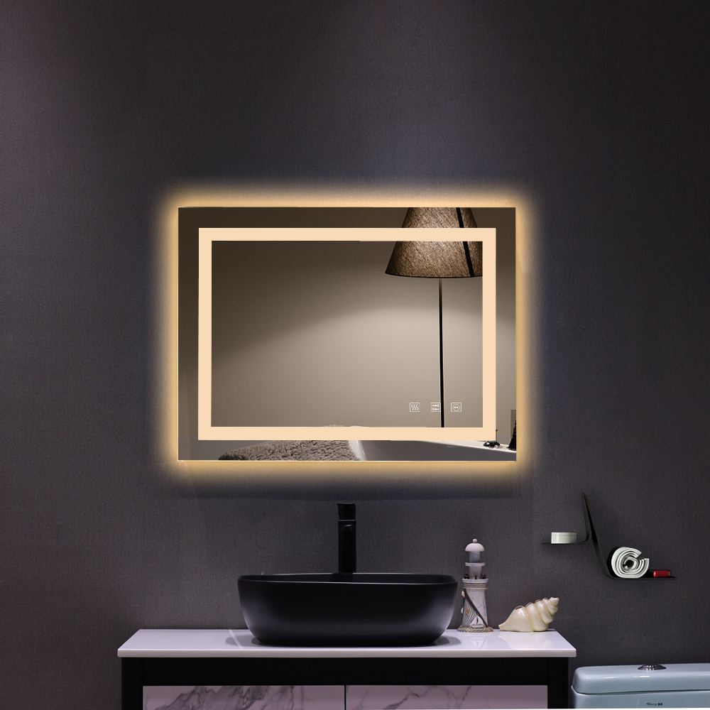 Bathroom Mirror LED Light Antifog Makeup Mirror Illuminated Wall Touch