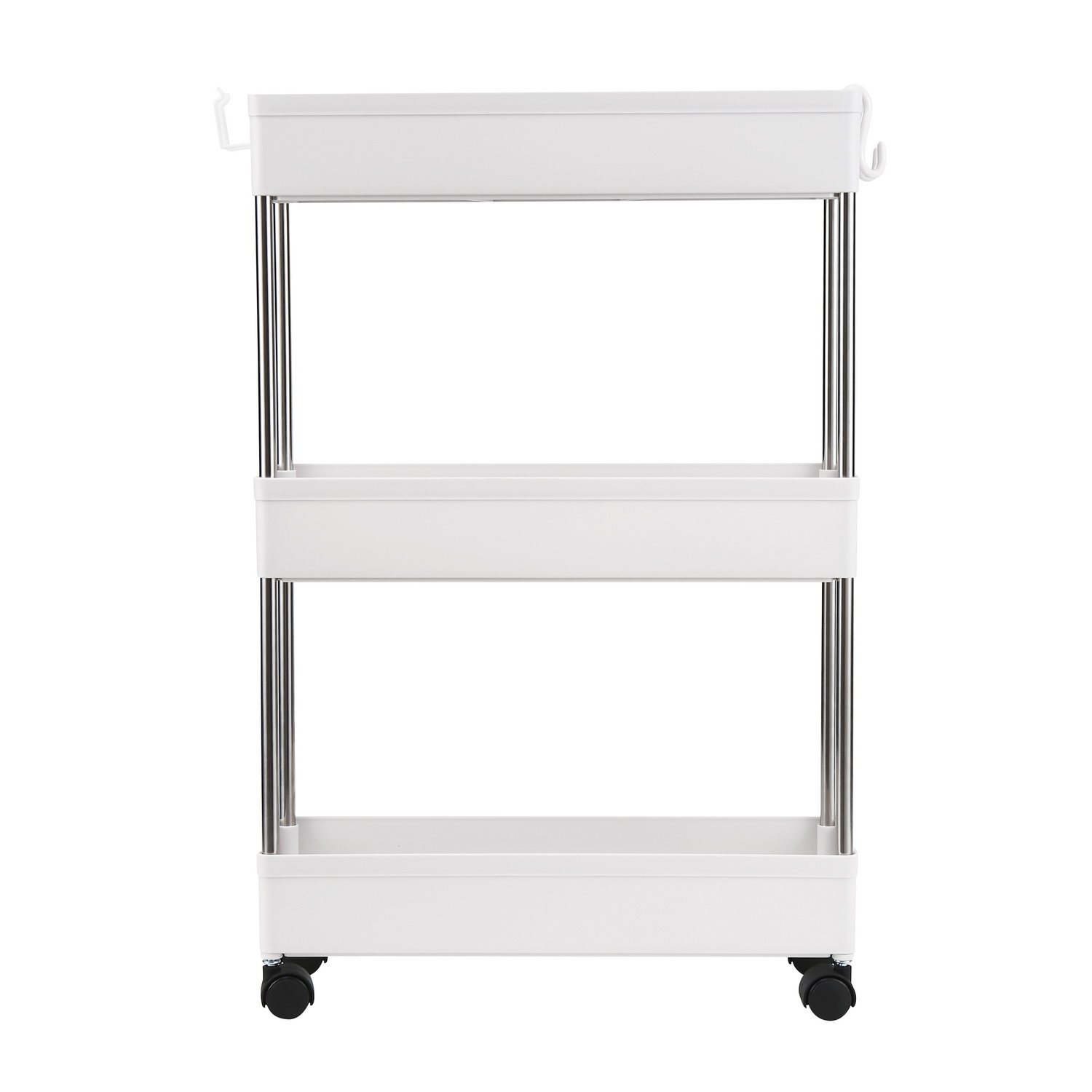 3 Tiers Rolling Trolley Cart for Kitchen Storage 4 Wheels Rolling Cart Holder US 