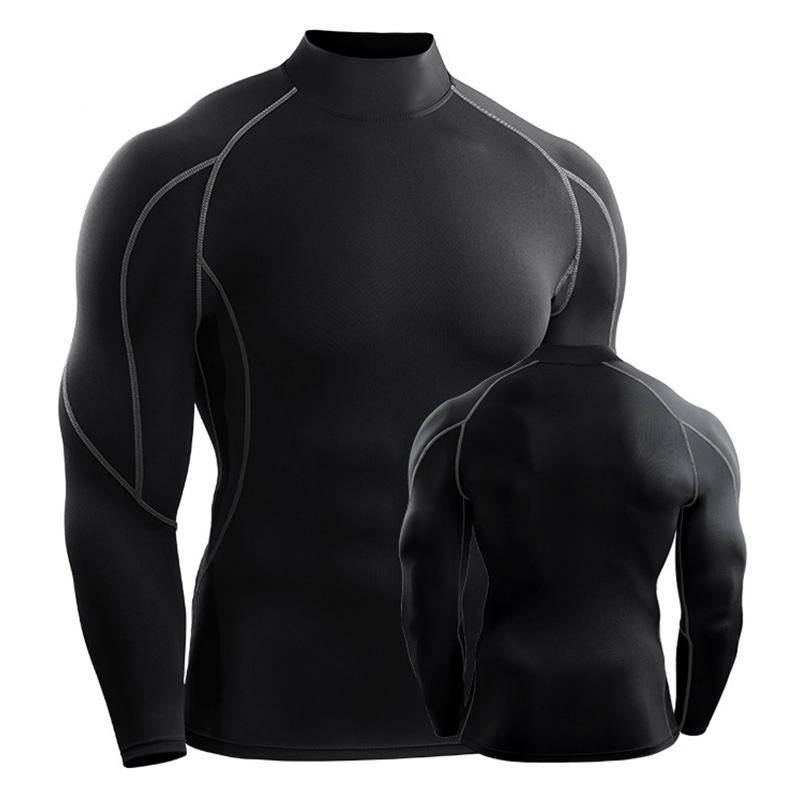 SILKWORLD Men's Long-Sleeve Compression Shirt Base-Layer Running Top 