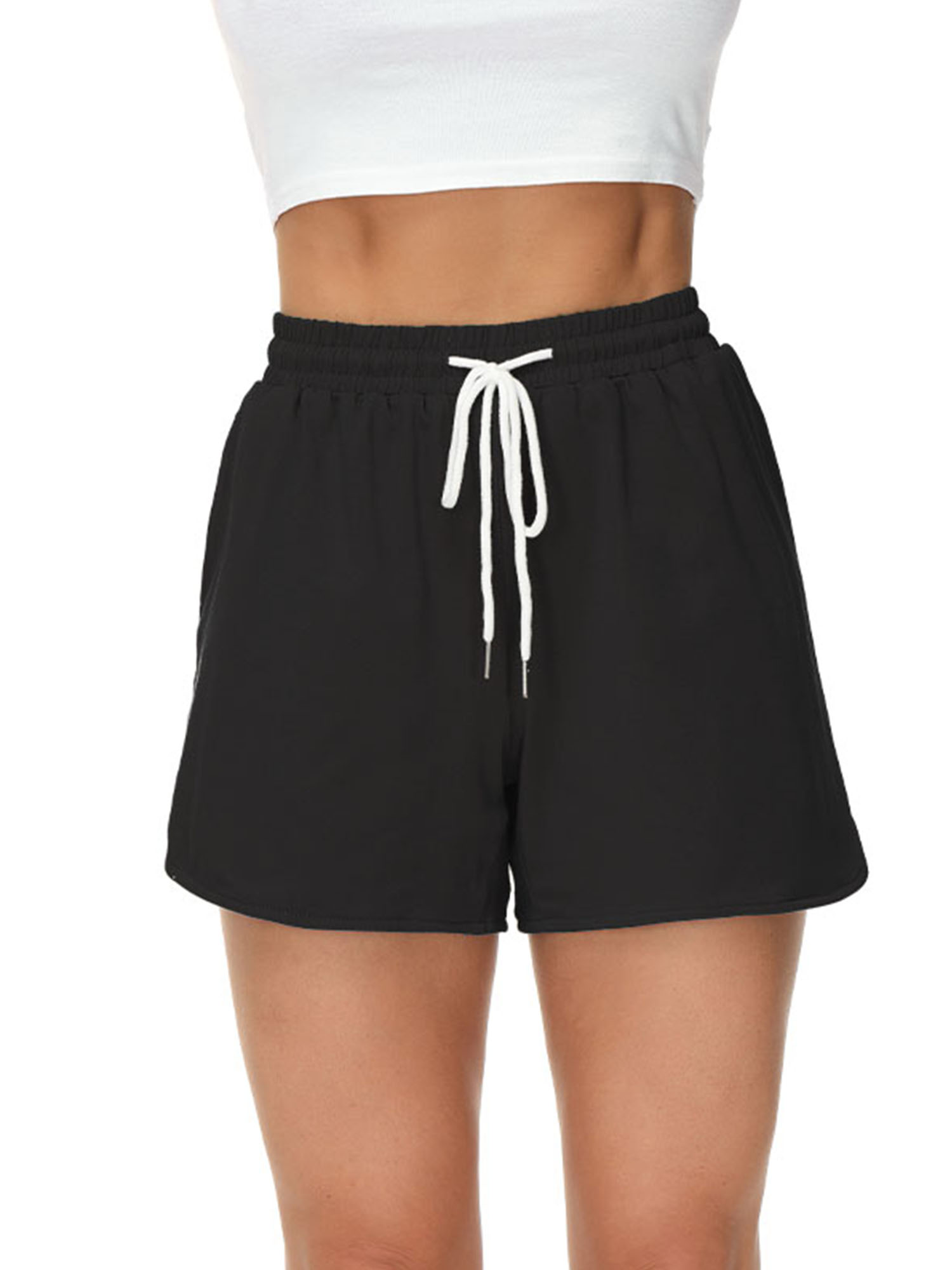 Black Womens Maternity Shorts Solid Summer Lined High Waist Beach S M L XL 